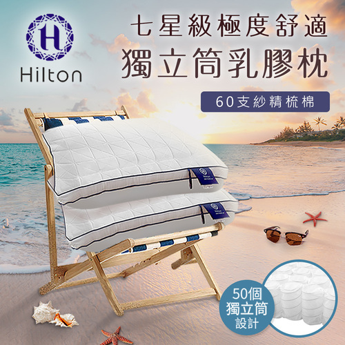 【Hilton 希爾頓】七星級極度舒適乳膠獨立筒枕/白色(乳膠枕/獨立筒枕/舒柔枕/枕頭)(B0110-W)  |商品分類|全站商品