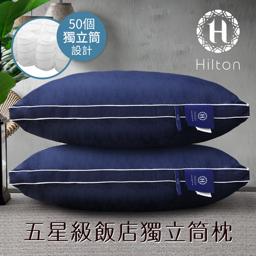 【Hilton 希爾頓】雙滾邊純棉立體抑菌獨立筒枕/藍色(枕頭/透氣枕)(B0065-N)  |商品分類|全站商品