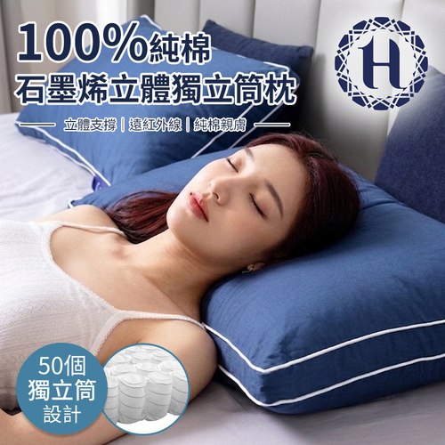 【Hilton 希爾頓】100%純棉石墨烯立體獨立筒枕(B0039-N)產品圖